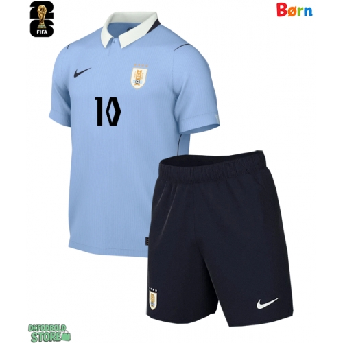 Uruguay Giorgian de Arrascaeta #10 Replika Babytøj Hjemmebanesæt Børn VM 2026 Kortærmet (+ Korte bukser)